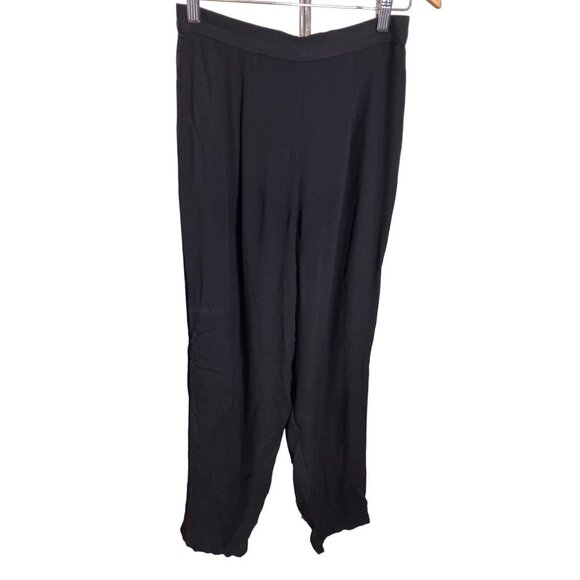 Vintage 90s Aziz Collection Black Pleated Tuxedo Satin Trim Pants Sz 6 - Picture 2 of 11